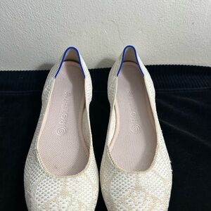 Rothy's Cream ivory and Blue flats shoes Loafers Sz 10
